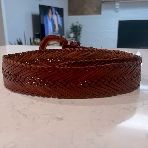 VINTAGE Woven Leather Belt Size Large - Picture 2 of 6
